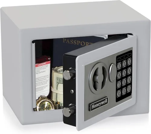 Vista 2 de Caja de seguridad de acero de Honeywell, de 0.17 pies cúbicos, 5005W Blanco