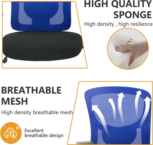 Vista 5 de PayLessHere Silla de escritorio ergonómica, silla de oficina, silla de computadora de 500 libras con soporte lumbar, asiento ancho, brazos de Negro