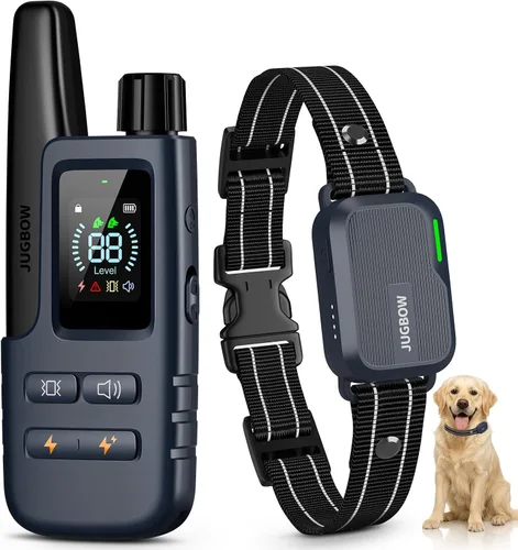 Vista 10 de Collar de choque para perro, collar de entrenamiento para perros de 4500 pies con control remoto, IPX8 impermeable, collar eléctrico para perro