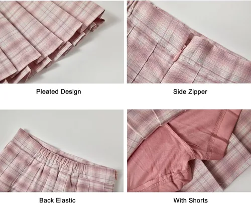 Vista 5 de Tivifox Faldas de tenis plisadas para mujer y niña, falda acampanada de cintura alta, uniforme escolar, pantalón deportivo de golf con pantalones