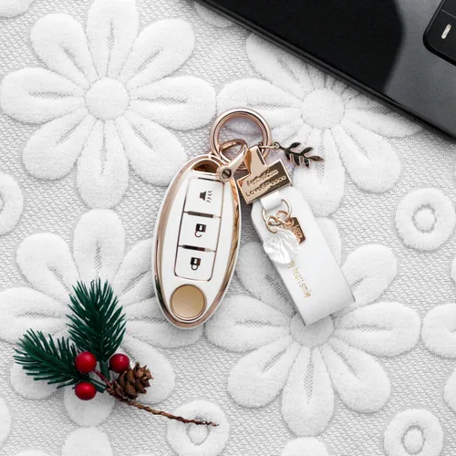 Vista 3 de Funda para llavero Nissan de 3 botones, funda inteligente para Altima Rogue Murano Pathfinder, carcasas de llaves con llavero, accesorios