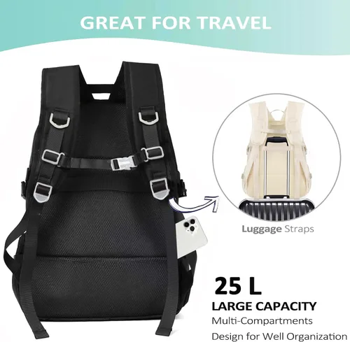 Vista 6 de Mochila Kawaii para niñas adolescentes, bonita mochila estética para escuela secundaria y universidad con accesorios, Negro oscuro, Mediana