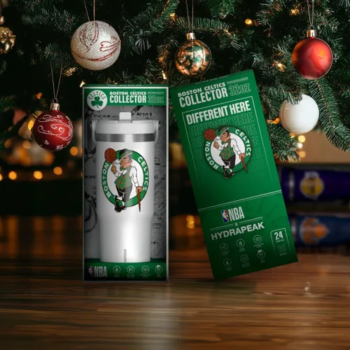 Vista 5 de Hydrapeak Boston Celtics Nomad - Botella de agua aislada de acero inoxidable a prueba de fugas con asa de agarre flexible y tapa de pajilla, edición