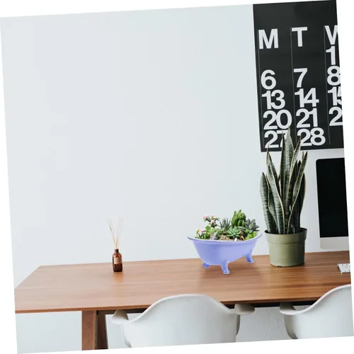 Vista 3 de Maceta de cerámica con forma de bañera, bonita maceta para suculentas para jardinería interior, maceta decorativa para estante de baño, maceta única