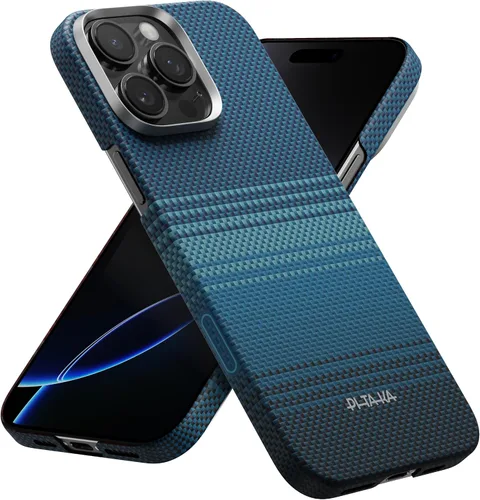 Vista 11 de pitaka Funda para iPhone 16 Pro de 6.3 pulgadas, compatible con MagSafe, ultra delgada, con sensación sin funda, tejido de fibra de aramida 600D