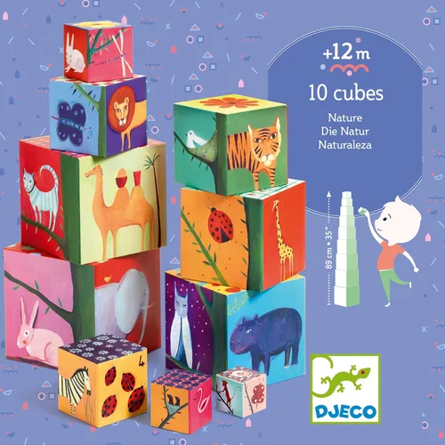 Vista 6 de DJECO Juego de nido y pila de bloques de naturaleza y animales