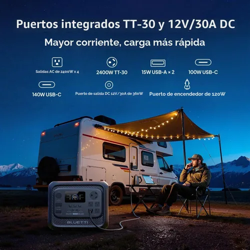 Vista 4 de BLUETTI Generador Solar Elite 300 y 500W Panel Solar 3014.4Wh LFP Batería