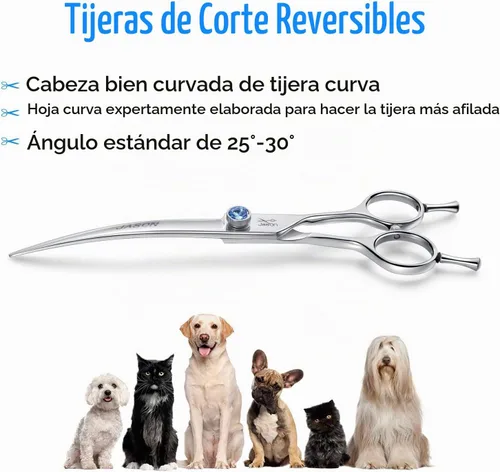 Vista 2 de JASON - Tijeras de aseo para perros de 7 pulgadas, más delgadas, ergonómicas, curvas, rectas, para cortar el pelo de las mascotas, con remate