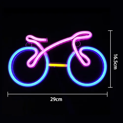Vista 6 de ENUOLI Letreros de neón para bicicleta para decoración de pared, luces de neón de bicicleta para dormitorio, luz LED para bicicleta con USB