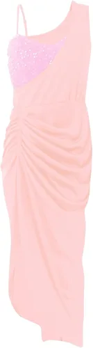 Vista 2 de Vestidos ajustados para mujer, vestido de noche sexy con lentejuelas y abertura de un hombro fruncido