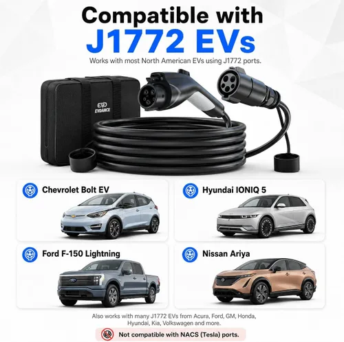 Vista 6 de EVDANCE Cable de extensión de cargador EV, J1772, cable de extensión 40A, cable de carga de 21 pies para vehículo eléctrico de 110 V-240 V