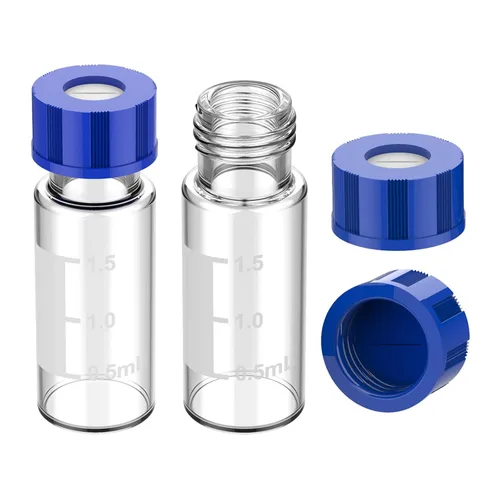 Vista 18 de Membrane Solutions Viales de muestreo automático, viales de HPLC de 0.1 fl oz, viales de ámbar de laboratorio 9-425 con punto de escritura
