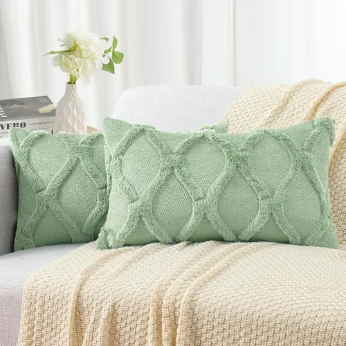 Vista 40 de decorUhome - Juego de 2 fundas de cojín decorativas para primavera de 16 x 16 pulgadas, fundas de almohada afelpadas de lana y piel sintética suave