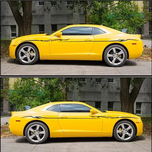 Vista 5 de 2 calcomanías universales de 137.7 pulgadas, diseño de rayas laterales de automóvil, diseño de rayas laterales autoadhesivas, accesorios
