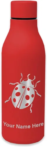 Vista 9 de LaserGram Botella de agua de acero inoxidable de doble pared, mariquita, grabado personalizado incluido