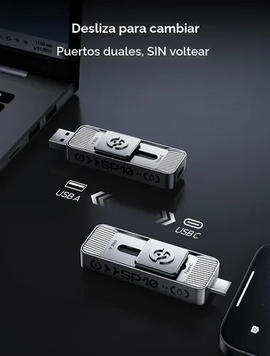 Vista 3 de MOVE SPEED 1 TB 1050 MB/s Unidad Externa de Alta Velocidad de Lectura con Puertos Duales USB 3.2 y Tipo-C para iPhone 17 Mac, iPad, Android - Ideal
