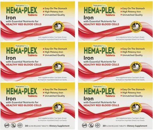 Vista 8 de NaturesPlus Hema-Plex Iron - 10 tabletas de liberación lenta - 85 mg de hierro quelado - Salud total de la sangre - con vitamina C y bioflavonoides
