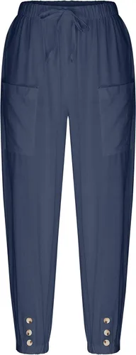 Vista 5 de Bozanly Pantalones capri holgados tipo harén para mujer, estilo casual, con bolsillos, para yoga y verano