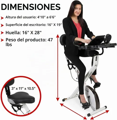 Vista 4 de FitDesk Escritorio de bicicleta de ejercicio de pie 3.0, entrenador de ciclismo de interior de altura ajustable con bandeja para portátil FitDesk 3.0
