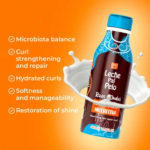 Vista 7 de Leche Pal Pelo Rizado y ondulado - Mascarilla nutritiva reparadora del cabello con aloe vera, coco y aceites de aguacate - para cabello dañado