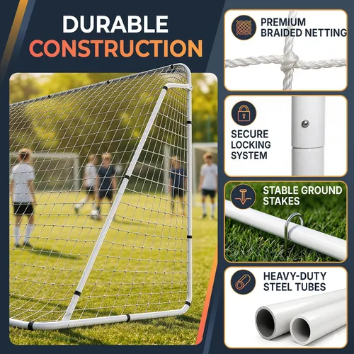 Vista 6 de JungleA Juego de porterías de fútbol portátiles para patio trasero para niños y adultos, juego de portería de fútbol grande de 12 x 6 pies