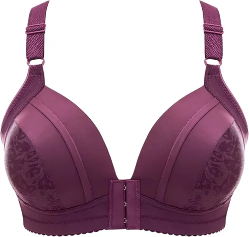 Vista 7 de Sujetador deportivo de compresión con botón frontal para mujer, brasier con cierre frontal para mujer, brasier sin costuras sin aros