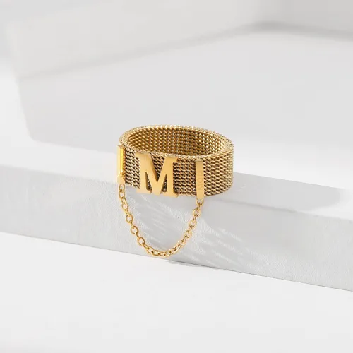 Vista 8 de Yumikoo Anillos de cadena de oro Hip Hop Anillos de acero inoxidable de titanio para mujer
