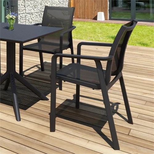 Vista 2 de Compamia Pacific Sling - Silla con brazo en color negro (juego de 2)