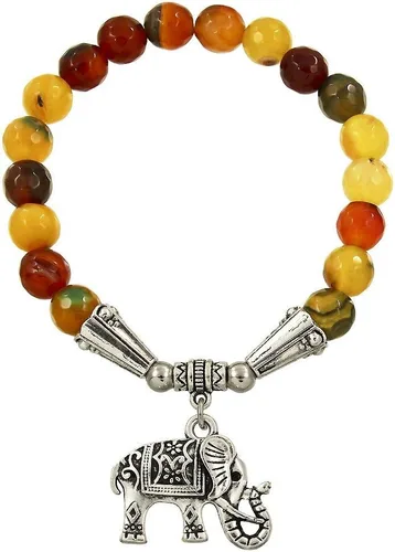 Vista 26 de Falari brazalete de piedras naturales de amuleto de elefante