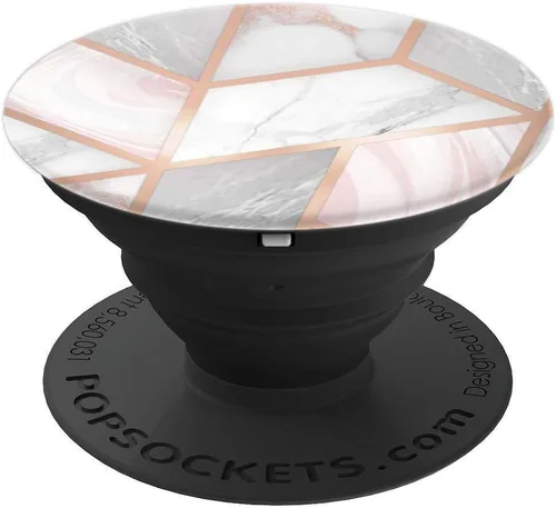 Vista 4 de PopSockets PopGrip: agarre intercambiable para teléfonos y tabletas PopSockets estándar PopGrip: efecto mármol rosa, blanco y gris
