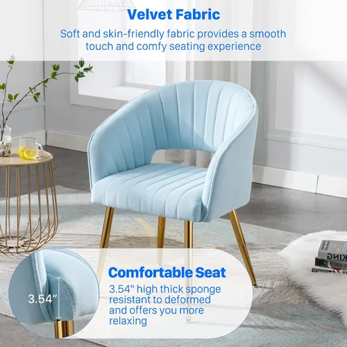 Vista 6 de KCC Silla de Escritorio Moderna de Terciopelo Sillón de Acento Tapizado Sillas Copetudas Sillas de Comedor, Sillas de Tocador Copetudas Silla