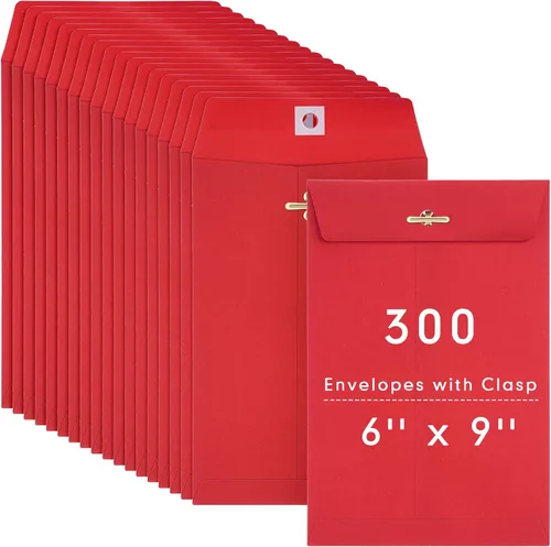 Vista 8 de 300 sobres Manilla de 6 x 9 pulgadas, cierre de papel kraft con cierre de cierres para almacenar correo, papel kraft de 28 libras para documentos