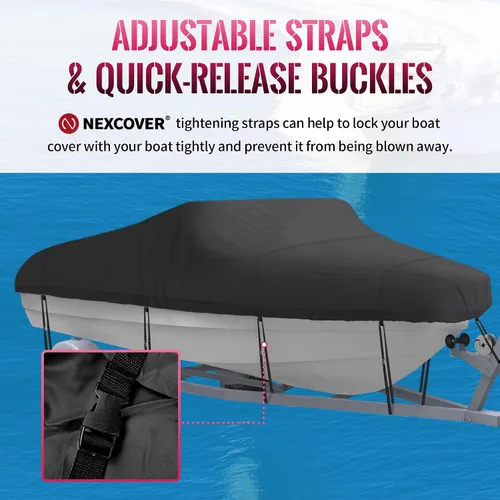 Vista 4 de NEXCOVER Cubierta para Barco Remolcable, Longitud: 14'-16' Ancho de Manga: hasta 68", Cubierta Impermeable de Servicio Pesado, Se Adapta a Cascos