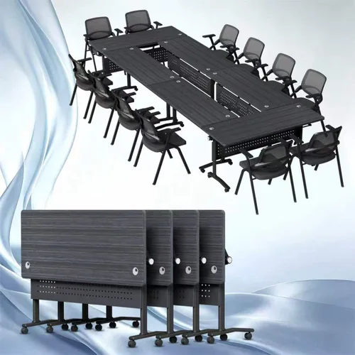 Vista 16 de Paquete de 2 mesas de conferencias plegables, mesa de reunión modular de 1915-gris