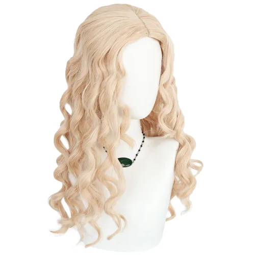 Vista 5 de IMEYLE 3 piezas de peluca rubia larga para niños, peluca de cosplay rubia para mujeres y niñas, peluca sintética para fiesta de disfraces de anime