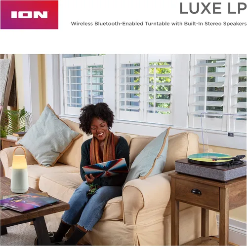 Vista 10 de ION Audio Luxe LP - Reproductor de discos de vinilo Bluetooth con altavoces, conversión USB, placa de tamaño completo, parada automática, salida