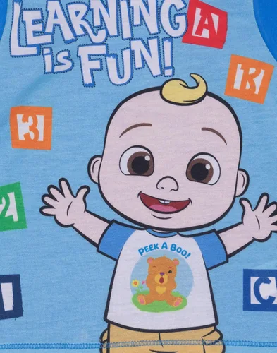 Vista 6 de CoComelon Pijamas para niños Camiseta musical de manga larga para niños con pantalones pijamas Regalo de ropa de descanso para él