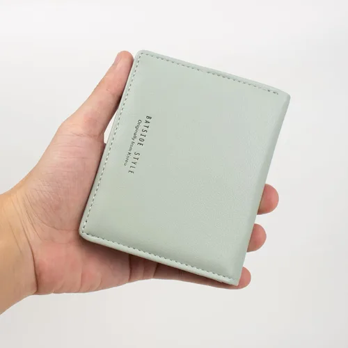 Vista 5 de SUMGOGO Cartera pequeña para mujer, delgada, de piel, con tarjetero RFID, plegable, corto, con cremallera, bolsillo frontal, Verde (Mint Green)