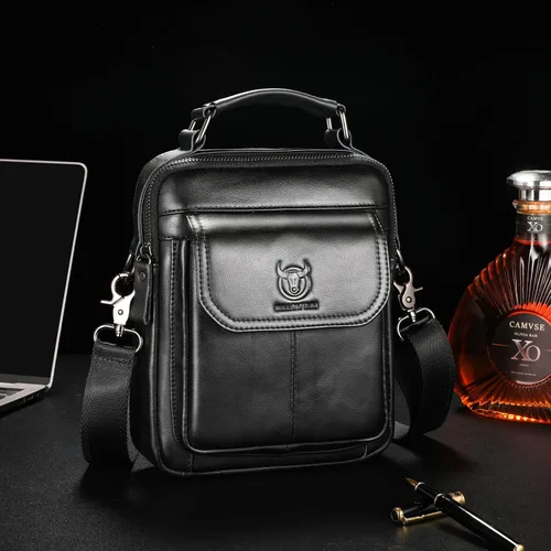 Vista 5 de Bolso de hombro de cuero para hombre, bolso cruzado casual, bolso de mensajero vintage de viaje, bolso multifunción
