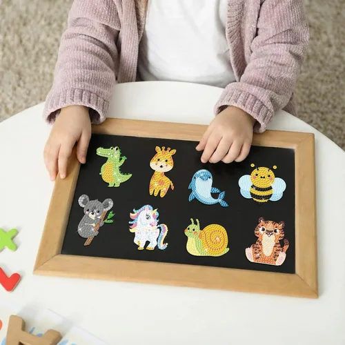 Vista 5 de 16 imanes de arte de diamantes para adultos, animales, pintura de diamantes, imanes para refrigerador, diamantes de imitación, kits de calcomanías