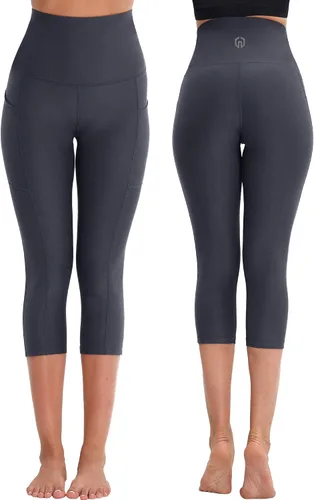 Vista 6 de NELEUS - Pantalones de yoga para mujer, con control de barriga, cintura alta, para correr, estilo capri