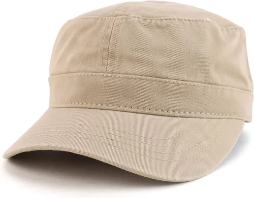 Vista 7 de Trendy Apparel Shop Gorra de béisbol ajustable con parte superior plana militar Caqui oscuro