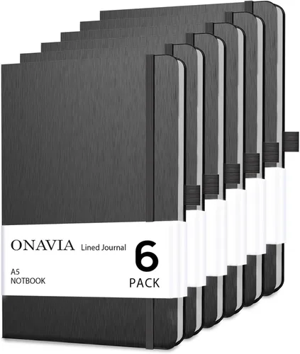 Vista 10 de ONAVIA Cuaderno rayado A5, cuaderno de notas con rayas universitarias de 7mm, diario para escribir, trabajo, escuela, viajes y toma de notas, tapa