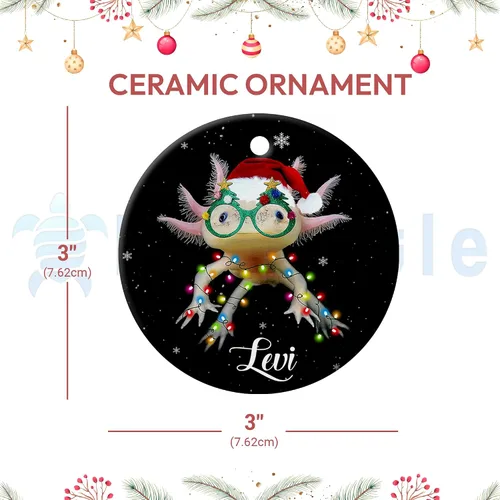 Vista 4 de HYTURTLE Adorno de Navidad personalizado de ajolote 2023 – Nombre personalizado para niños/niñas, bonitos adornos de Navidad para niños, adornos