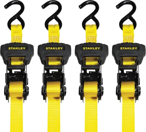 Vista 11 de STANLEY S10002 Correas de amarre de trinquete negras/amarillas de 1 pulgada x 10 pies - Carga de trabajo segura de 500 libras / Resistencia a