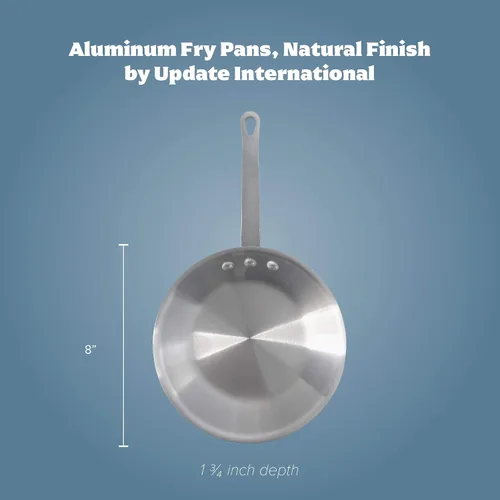 Vista 2 de Sartén de aluminio con acabado natural de 8 pulgadas, sartén, grado comercial, certificado NSF