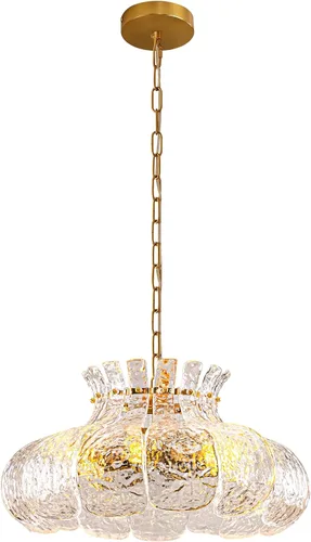 Vista 7 de Candelabro de cristal dorado vintage de 6 luces