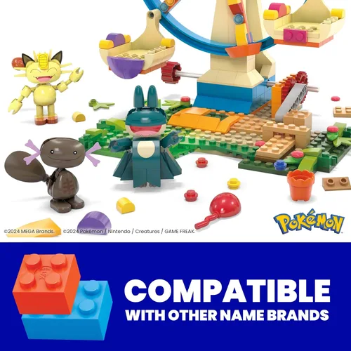 Vista 4 de MEGA Pokemon Building Toys Set Ferris Wheel Fun with 393 Pieces, 4 Poseable Characters, 5+ Inches Tall, for Kids