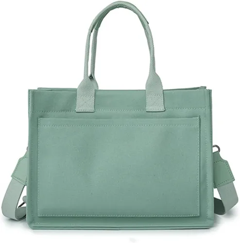 Vista 4 de Obosoyo Bolso de lona para mujer, bolso de mano grande de lona para el trabajo, bolso cruzado casual para viajes diarios