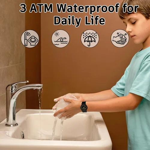 Vista 2 de Reloj analógico para niños y niñas, resistente al agua hasta 30M, reloj deportivo para niños, fácil de leer, con esfera fina, correa suave